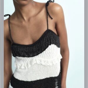 NWT Zara black and white lace combination tank XS